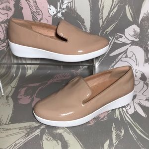 FitFlop Audrey Nude Color Smoking Slippers Loafers Slip on Shoes Sz 7.5 or 38.5